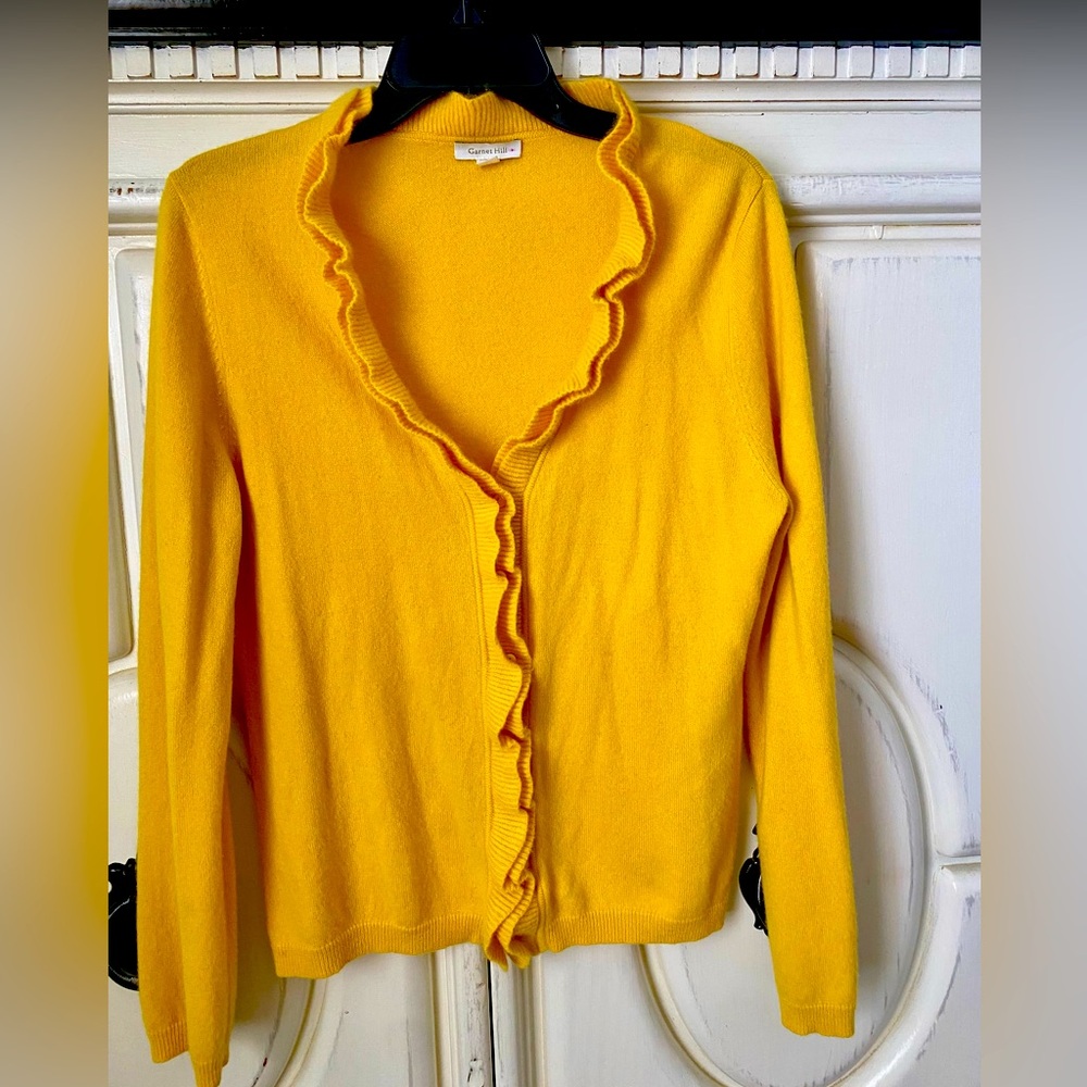 Garnet Hill Cashmere Ruffle Cardigan